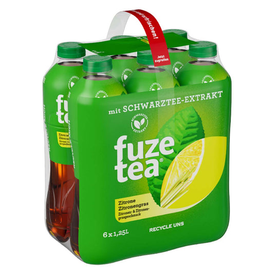 Fuze Tea Schwarzer Tee Zitrone (Zitronengrasgeschmack) 6 x 1,25 l