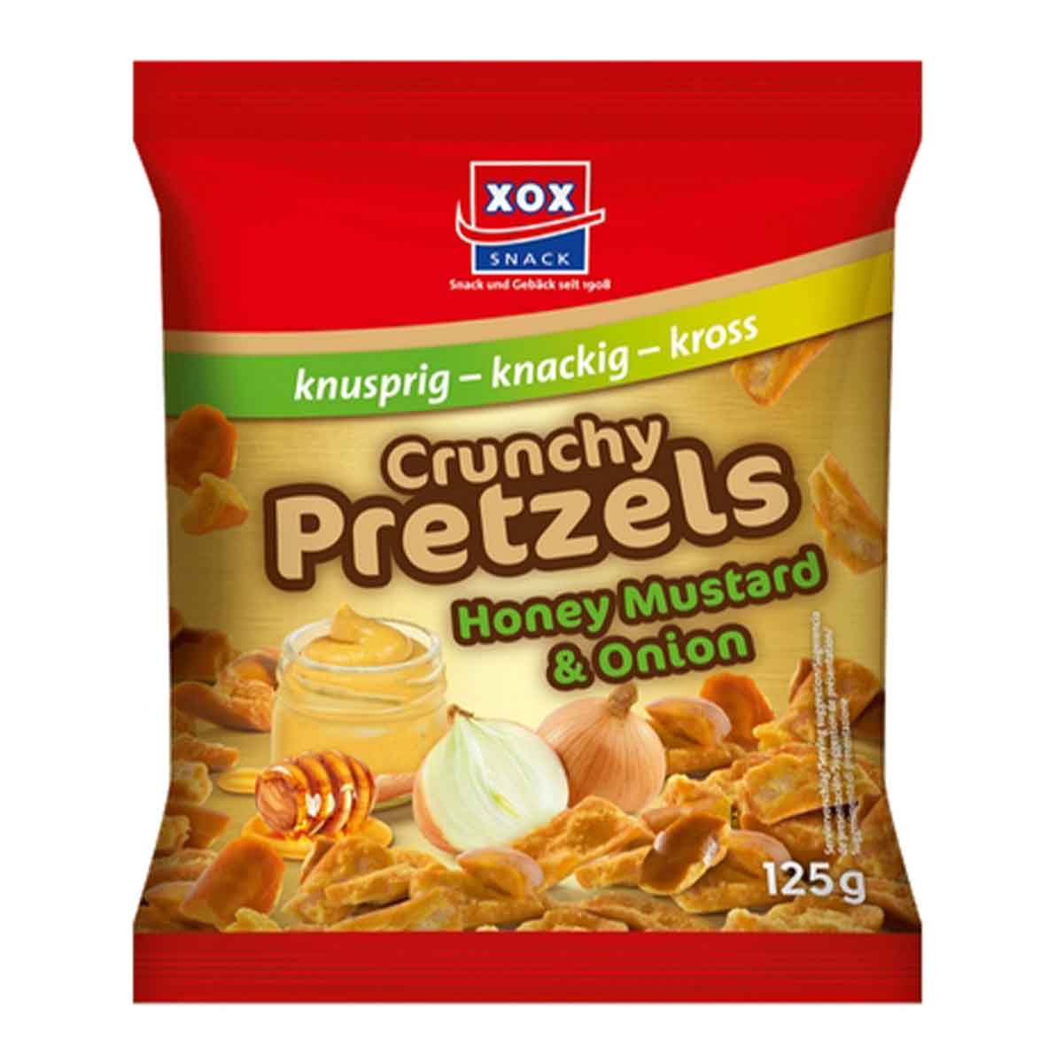 XOX Crunchy Pretzels - Honey Mustard & Onion 12 x 50 g
