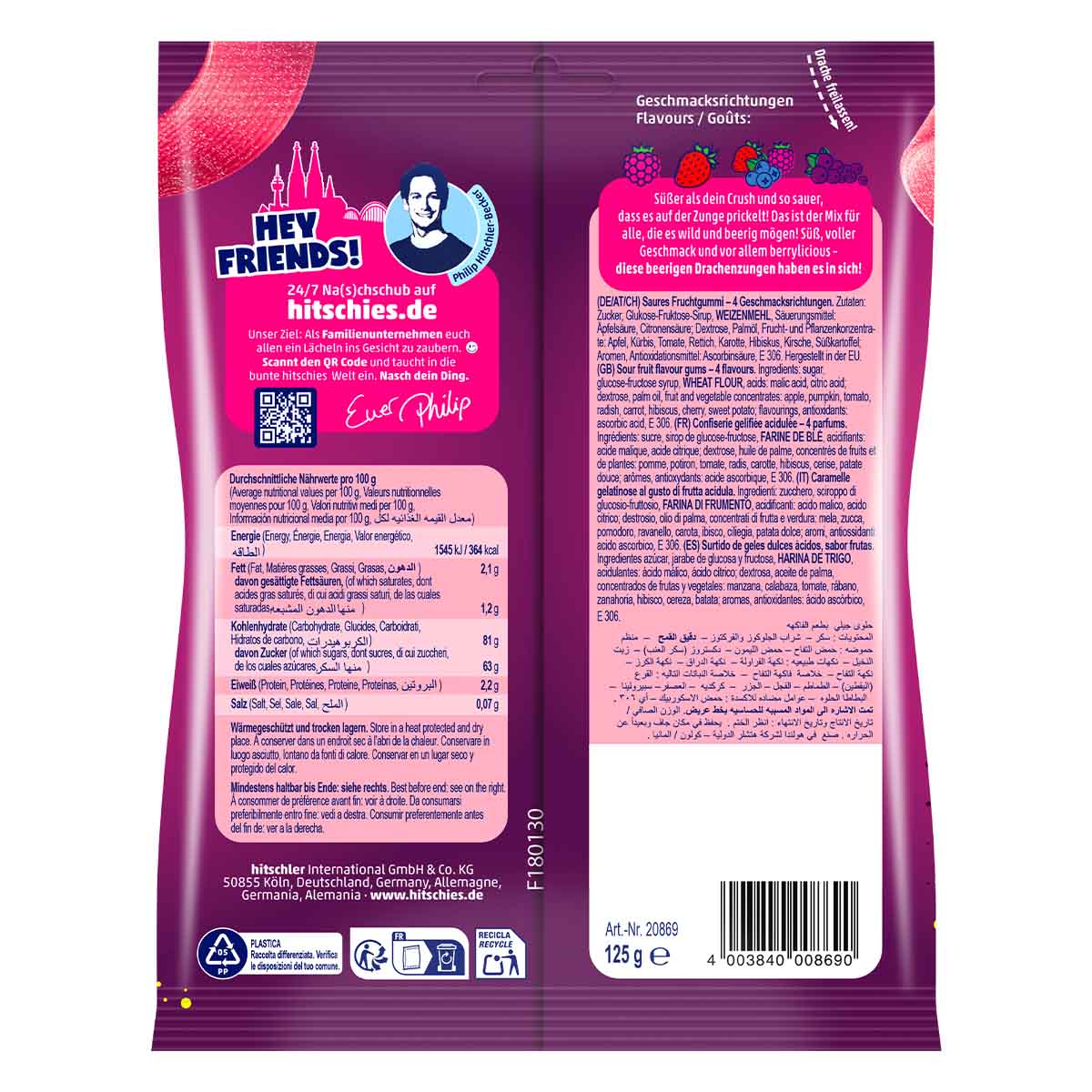 Hitschies Saure Drachenzungen Berry Mix 20 x 125 g