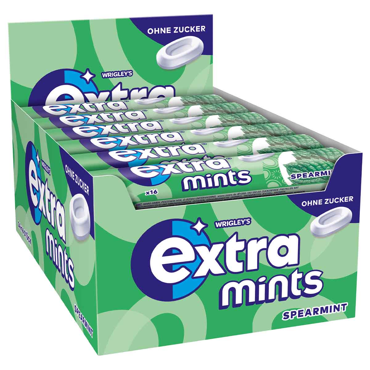 Wrigley's Exta Mints Spearmint ohne Zucker 16 Dragees 24 x 28 g