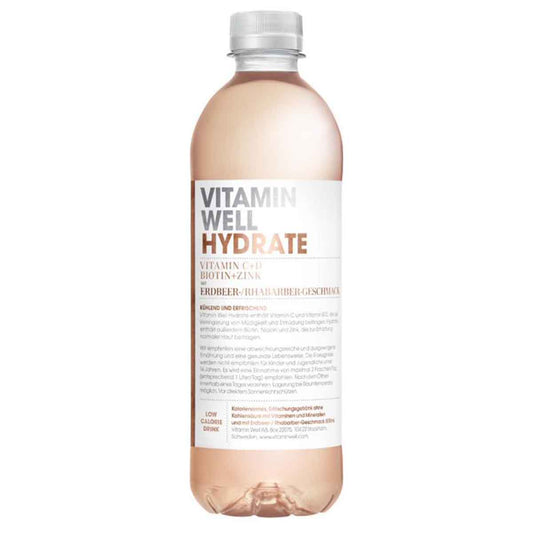 Vitamin Well Hydrate - Erdbeer-/Rhabarber-Geschmack 12 x 500 ml