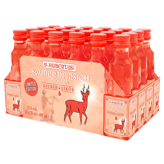 St. Hubertus Saurer Pfirsich Tropfen 15% vol. 24 x 0,02 l