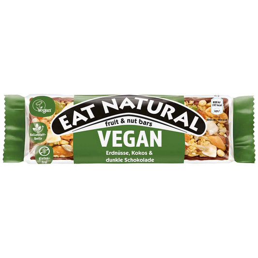 Eat Natural fruit & nut bars Vegan - Erdnüsse, Kokos & dunkle Schokolade 12 x 40 g