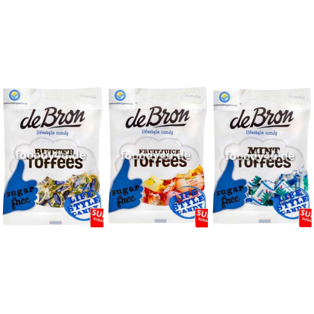 De Bron Toffees zuckerfrei Bundle (3 Tüten) 250 g