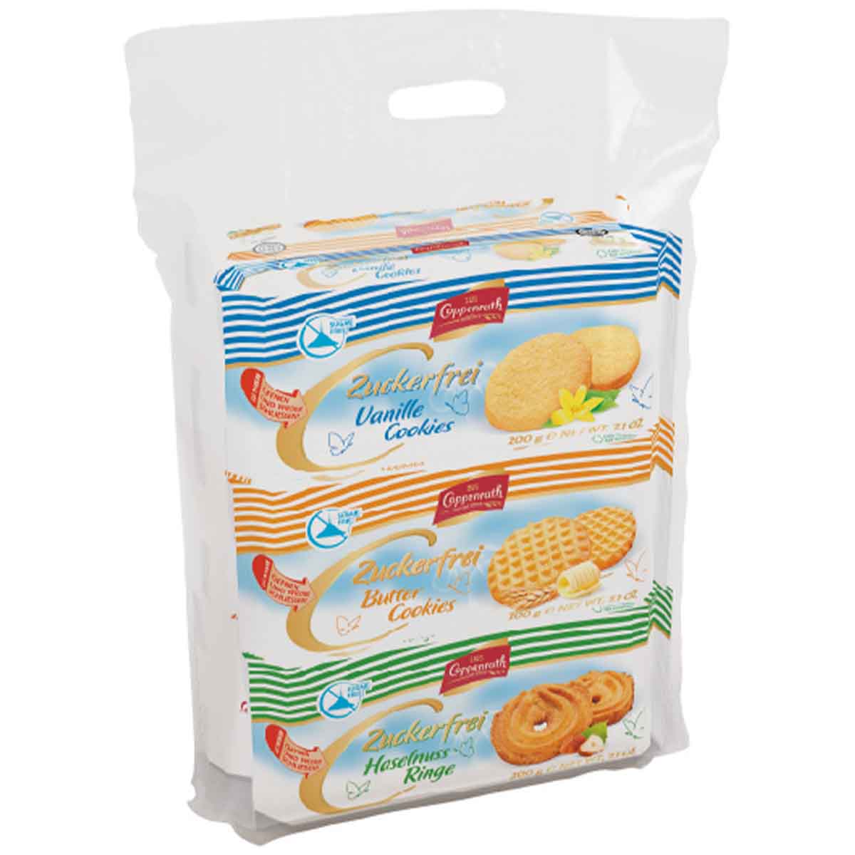Coppenrath Tragetasche zuckerfreies Hausgebäck 6fach sortiert 1 x 6 x 200 g