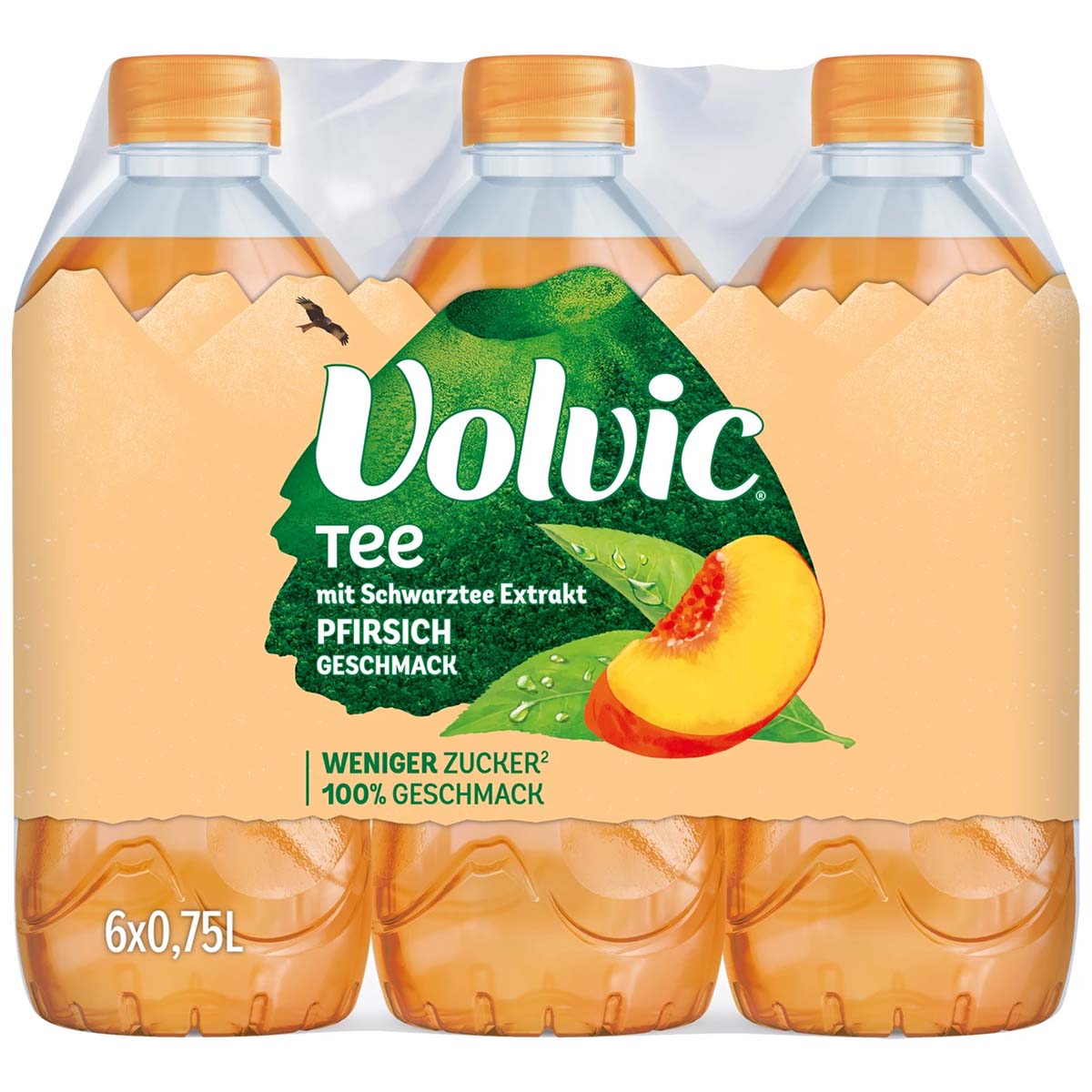 Volvic Schwarzer Tee Pfirsich Geschmack 6 x 750 ml
