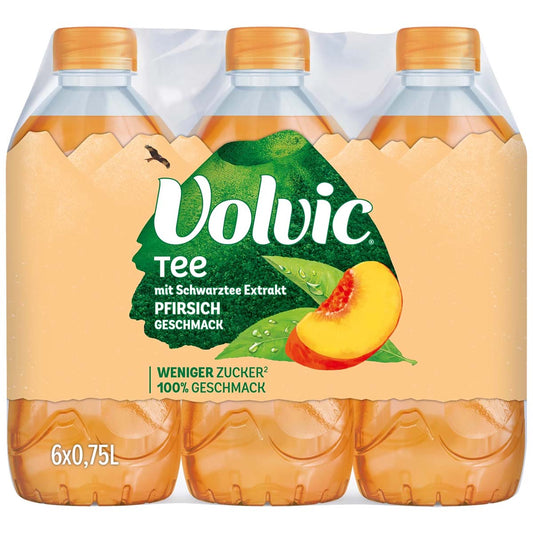 Volvic Schwarzer Tee Pfirsich Geschmack 6 x 750 ml
