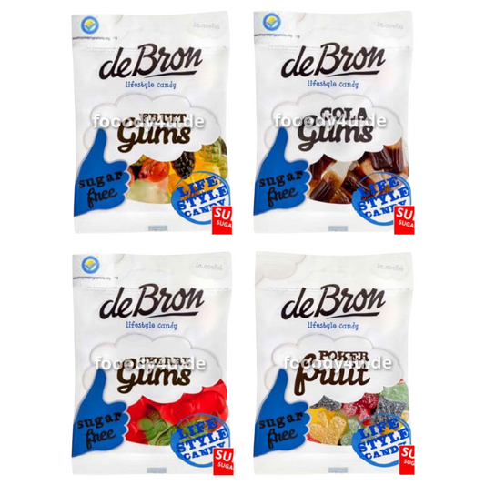 Probierpaket De Bron Fruchtgummi zuckerfrei (4 Tüten) 370 g