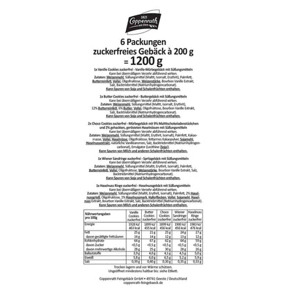 Coppenrath Tragetasche zuckerfreies Hausgebäck 6fach sortiert 1 x 6 x 200 g