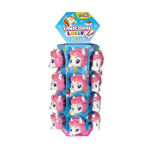 Unicorn Lolly Hartkaramell mit Kunststoff Einhornkopf 24 x 15 g