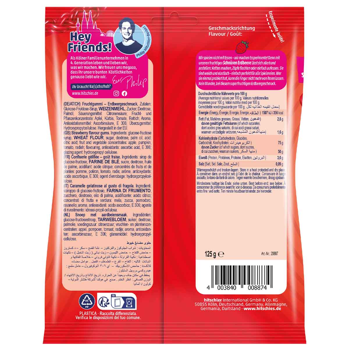 Hitschies Schnüre Erdbeere 15 x 125 g